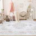 XLUEZ Area Rug 6x9 Living Room Rug, Machine Washable Vintage Distressed Medallion Rug Non-Slip Soft Low Pile Large Indoor Rugs for Bedroom Kitchen Dining Room Office(Beige,6'x9')