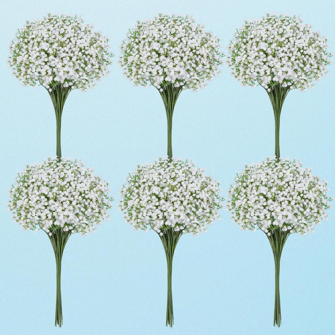60 Pcs Babys Breath Artificial Flowers, Baby Breath Flowers Artificial Bulk, Real Touch Baby’s Breath Babies Breath Long Stems, Fake White Gypsophila For Bonquet Vase Wedding Decor Flower Arrangement