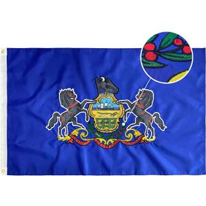 TOPFLAGS Pennsylvania Flag 4x6 Outdoor PA State Flags Embroidered Flag Heavy Duty Double Side Sewn Stripes with 2 Brass Grommets