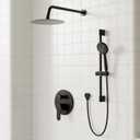 Gabrylly Shower System Black, Wall Mounted Slide Bar Shower Faucet Set Complete,High Pressure 10" Rain Shower Head with 5-Setting Handheld Shower,Shower Combo Set with Shower Valve
