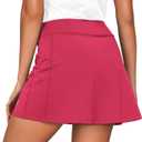 Women's Tennis Skirts High Waisted Athletic Workout Golf Skorts with Pockets Built-in Shorts Sports Running Skirts (Red, L)