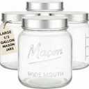 Kitchentoolz Half Gallon Glass Mason Jars with Extra Wide Mouth & Metal Lids - Airtight Food Storage & Canning Jars with Measurement Markings - 64 oz (4pk)