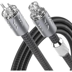 Viborg HiFi Power Cable, 5.9FT, Hi-end Power Cord, 2x9AWG, Super-Litz Copper Shielding AC Audiophile Power Wire Mains Cord with Rhodium Plated US Plug+IEC C15 Connector