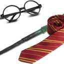 Wizard Glasses Without Lenses,Magic Wand, Ties for Halloween, Cosplay Party Costumes Accessories,Magic School Birthday Supplies Decorations