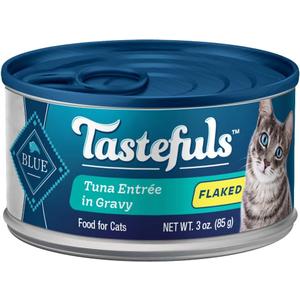 Blue Buffalo Tastefuls Flaked Wet Cat Food, Made with Natural Ingredients, Tuna, 3-oz Cans (24 Count) (4.5 Pound (Pack of 1))