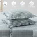 KKJIAF 2 Pcs Plaid Ruffle Pillow Case Standard Size, Cotton Gingham Ruffled Euro Sham Pillow Covers 20x26 Inch, Linen Feel Plaid Bed Pillow Shams with Envelope Closure for Sofa Bed (Dusty Blue Plaid)