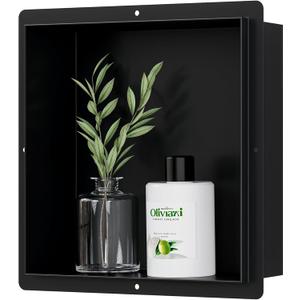 Neodrain Recessed Black Shower Niche, Insert Bathroom Storage Shelf, (Inner Size 12" X 12" X 4"), 304 Stainless Steel Wall Niche, Rimless Cubby Built-in wall Waterproof, 12X12In