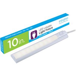 Enbrighten 10 Inch LED Premium Under Cabinet Light Fixture, Plug-In, Bright White 3000K, 275 Lumens, Plastic Housing, On/Off Switch, Perfect for Kitchen, Home Office, Garage, Workbench & more, 26534