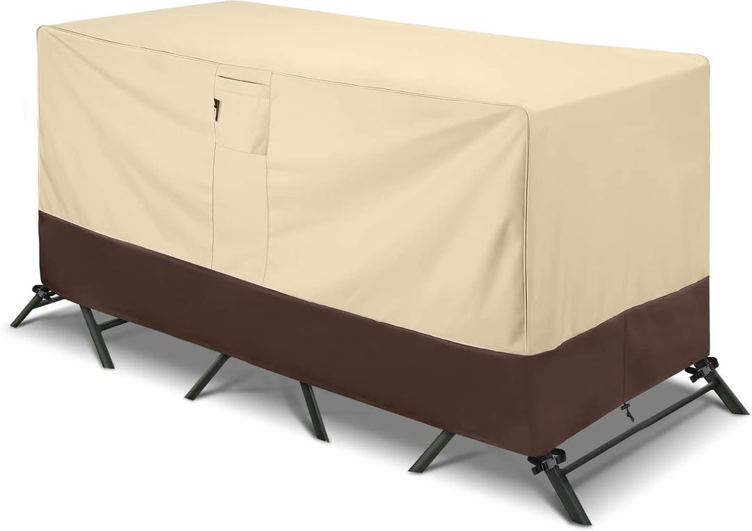 Arcedo Patio Bistro Cover, Waterproof Outdoor Furniture Cover, Heavy Duty Patio Bar Table and Chairs Covers, 80"L x 32"W x 30"H, Beige & Brown