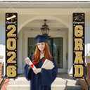 KMUYSL Graduation Decorations Class of 2026, Graduation Party Decorations 2026, Gold & Black Congrats Grad Banner Hanging Flags Porch Sign for Any School Indoor/Outdoor Decor