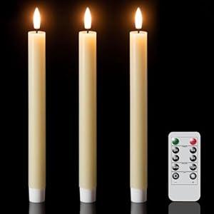 Eldnacele Plastic Flameless Taper Candles with Remote and Timer, White Spiral Taper Candles Battery Operated Flickering Flame Lights Lifelike LED Candlesticks Set of 2 for Indoor Home Holiday Decor