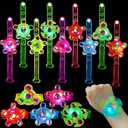 Maegawa 25 Pack LED Light Up Fidget Spinner Bracelets Party Favors for Kids 48 812, Glow in The Dark Party Supplies, Treasure Box Toys for Classroom, Carnival Prizes, Pinata Goodie Bags Stuffers
