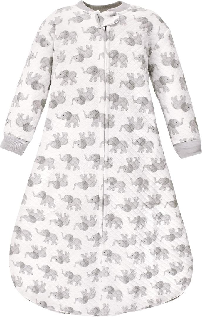 Hudson Baby Unisex Baby Premium Quilted Long Sleeve Sleeping Bag and Wearable Blanket (12-18 Months, Gray Elephant)