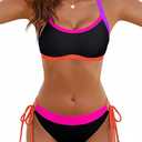 Womens Bikini Sets Color Block Swimsuits Supportive Wide Strap Two Piece Bathing Suit 2026, Size L