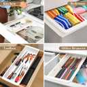 2 Pack Deep Drawer Organizer Bins, Sliding Drawer Organizer Bin Expandable and Adjustable Tray for Kitchen Utensils, BBQ Tools, Towels, Durable Plastic Sliding for Easy Storage(17.4-27.6")
