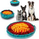 Dog Snuffle-Mat Slow-Feeder-Bowl - Simulating Grassland for Boredom, Encourages Natural Foraging Skills for Pet, Treat Indoor Outdoor Stress ReliefTricolor