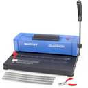 MAKEASY Spiral Binding Machine, 4:1 Pitch, 12 Sheets Punch Capacity, Electric Coil Insert, Book Binder Machine for A4/A5/Letter Size Paper, Comes with 100 pcs 5/16'' Coils & Pliers (Blue)