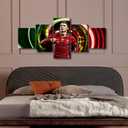 TUMOVO Canvas Wall Art 5 Pieces Cristiano Ronaldo Posters Famous Football Superstar Picture Portuguese Professional Football Player Canvas Decor for Living Room Prints Framed Ready to Hang 50x24 in