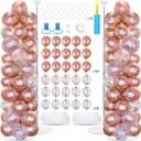 2 Sets Rose Gold Balloon Column Stand Kit with 100 Balloons Graduation Adjustable Tower Stand with Bases Floor Rose Gold Confetti Balloon Column Bridal Shower Bachelorette Birthday Wedding Party Decor