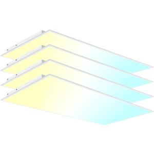 4 Pack 2x4 LED Flat Panel Light LED Drop Ceiling Light Fixture, 5 CCT 3000K-6500K Adjustable & 5 Wattage 30-72W Selectable Recessed Back-Lit Fixture for Office, ETL Listed