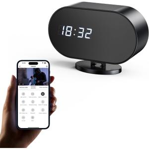 Hidden Camera Clock with 2 MP IR Night Vision WiFi 2000 mAh Motion Detection Spy Camera Portable for Home, Office