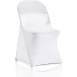bricia 12 PCS White Stretch Spandex Folding Chair Slipcovers, Dining Room Chair Covers Stretch Chair Slipcovers Protector for Wedding, Banquet, and Party