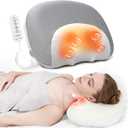 Heyelax Shiatsu Neck Massager for Pain Relief Deep Tissue Before Sleep, Cervical Neck Pillow, Cordless & Memory Foam Pillows with Heat,Gifts for Mom, Dad, Women, Men (Gray with Wired Controller) (Grey)