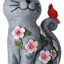 Amyhill Cat Outdoor Statues for Garden Decor Solar Light with Cardinal Flower for Outside Art Lawn Ornaments Porch Patio Balcony Home House Birthday Gifts for Grandma Mom Women