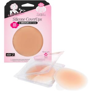 Hollywood Fashion Secrets Silicone CoverUps Size 2 - Nipple Covers for Women, Pasties Nipple Covers, Reusable Sticky Boobs Concealers, Self Adhesive, Medium Shade, 1 Pack (Beige, M)