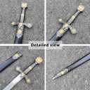 Stainless Steel Medieval Cross Crusader Knight Templar Sword for Collection, Cosplay, Display-32.9 Inch