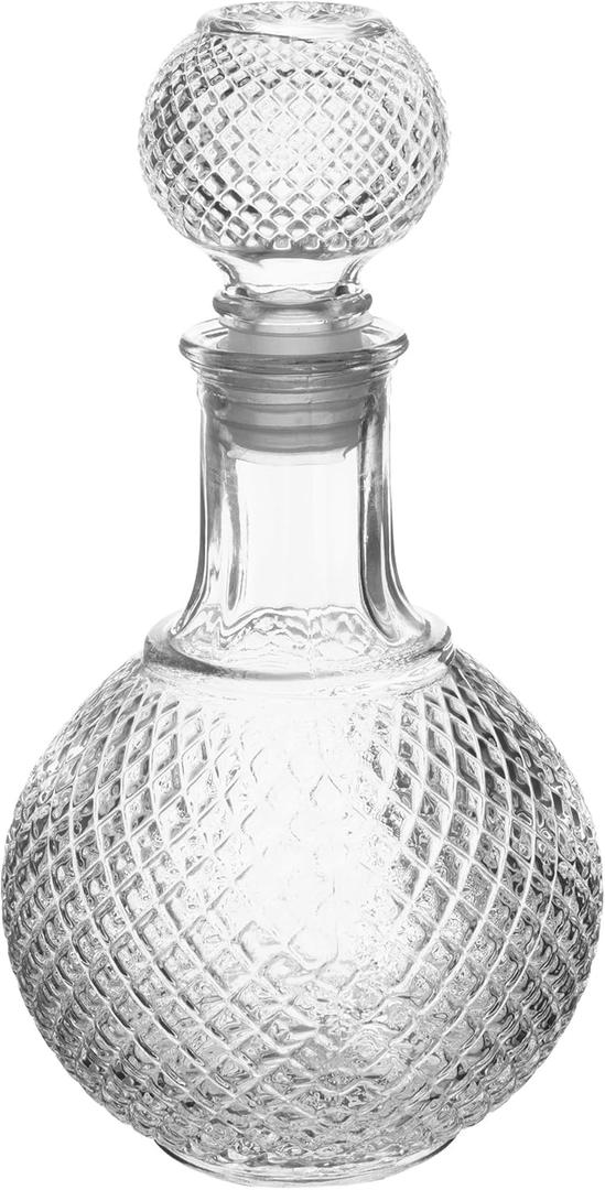 European Glass Bottle with Airtight Stopper, Liquor Decanter, 8 Ounce