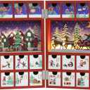 Christmas Wooden Advent Calendar Book with LED lighting Red Color Santa Pulling a Sleigh Scenes Countdown Holiday Gifts with 24 Drawers Adults Kids Home Decoration (8.7x4.6x12.6")
