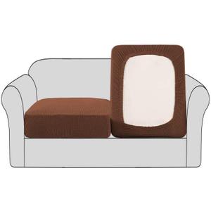 H.VERSAILTEX High Stretch Couch Cushion Covers,Chair Sofa Seat Slipcovers Couch Cushion Cover Stretch Furniture Protector for Kids, Pets, 2 Packs Cushion Loveseat Covers, Caramel