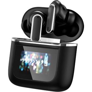 LX13 Wireless Earbuds, LED Color Touchscreen, Bluetooth Sports Earbuds, Adaptive Active Noise Cancellation, ENC Talk Noise Cancellation, High Fidelity Music, 54 Hour Playback Time, Black/Gold (Black)
