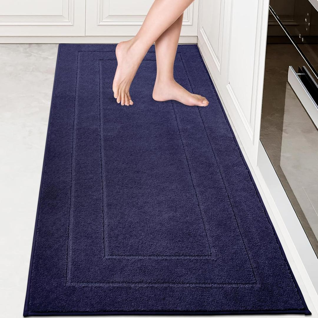PURRUGS Machine Washable Kitchen Runner Rug 32" x 70", Non-Slip/Skid Hallway Runner Rug, Super Absorbent Soft Area Rug for Kitchen, Hallway & Laundry, Rolled Packaging, Midnight Blue