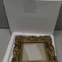 eletecpro 4x4 Vintage Picture Frame with Real Glass Cover, Ornate Antique Photo Frame, Display 4x4 Picture for Tabletop or Wall Hanging, Gold Home Decor for Gallery Art