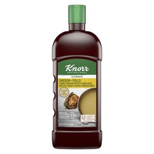 Knorr Professional Ultimate Chicken Liquid Concentrated Base Scratch Like Flavor Aromatic Stock Base, Gluten Free, No Artificial Flavors, Colors, Preservatives, No Added MSG, 32 oz, Pack of 4, BBD 05/15/2026