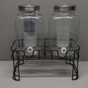 Circleware Double Yorkshire Mason Jar Glass Beverage Drink Dispensers with Metal Stand, 1 gallon, Clear