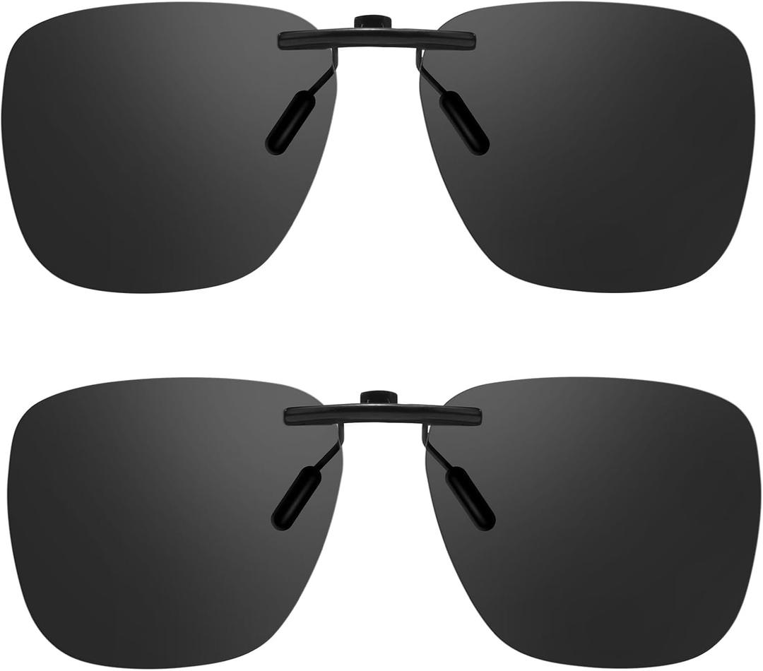 Xfeel Black Clip On Sunglasses for Women Men Over Prescription Glasses Polarized Fit Over Sun Glasses