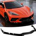 STSEV01 Front Lip Spoiler for Chevy Corvette C8 2020-2026 Accessories | (for Stingray, Z51, LT, LZ), 3PC Splitter Body Kit, Drill Mount, PP Build, Sport Bumper Upgrade, Gloss Black Finish