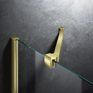 Frameless Shower Door Support Bar, Stainless Steel Wall-to-Glass Support Arm to Fixed Shower Glass Panel, for 1/4"-3/8" (6-10 mm) Door, 180 Pivot & Stow-Flat Mode (Brushed Gold, 15.8-inch(400mm))