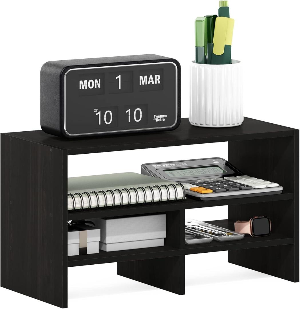 Furinno Hermite Desk Top Organizing Shelf Bookcase, Espresso, 16.4-Inch