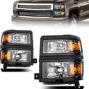 Front Headlight Assembly for 2014-2015 Chevy Silverado Pickup - Replacement Headlamp, Front Bumper Lights