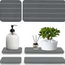 4PCS Water Absorbing Stone Tray for Sink,Stone Drying Tray,Diatomite Stone Sink Tray,for Placing Kitchen and Bathroom Supplies,6.3  3.15inch and 3.15  3.15inch-Dark Gray