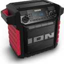 ION Tailgater Classic Outdoor Portable Bluetooth Speaker with Rechargeable Battery, FM Radio, USB Port, IPX5 Water-Resistant, 6.5" Woofer, App, Red