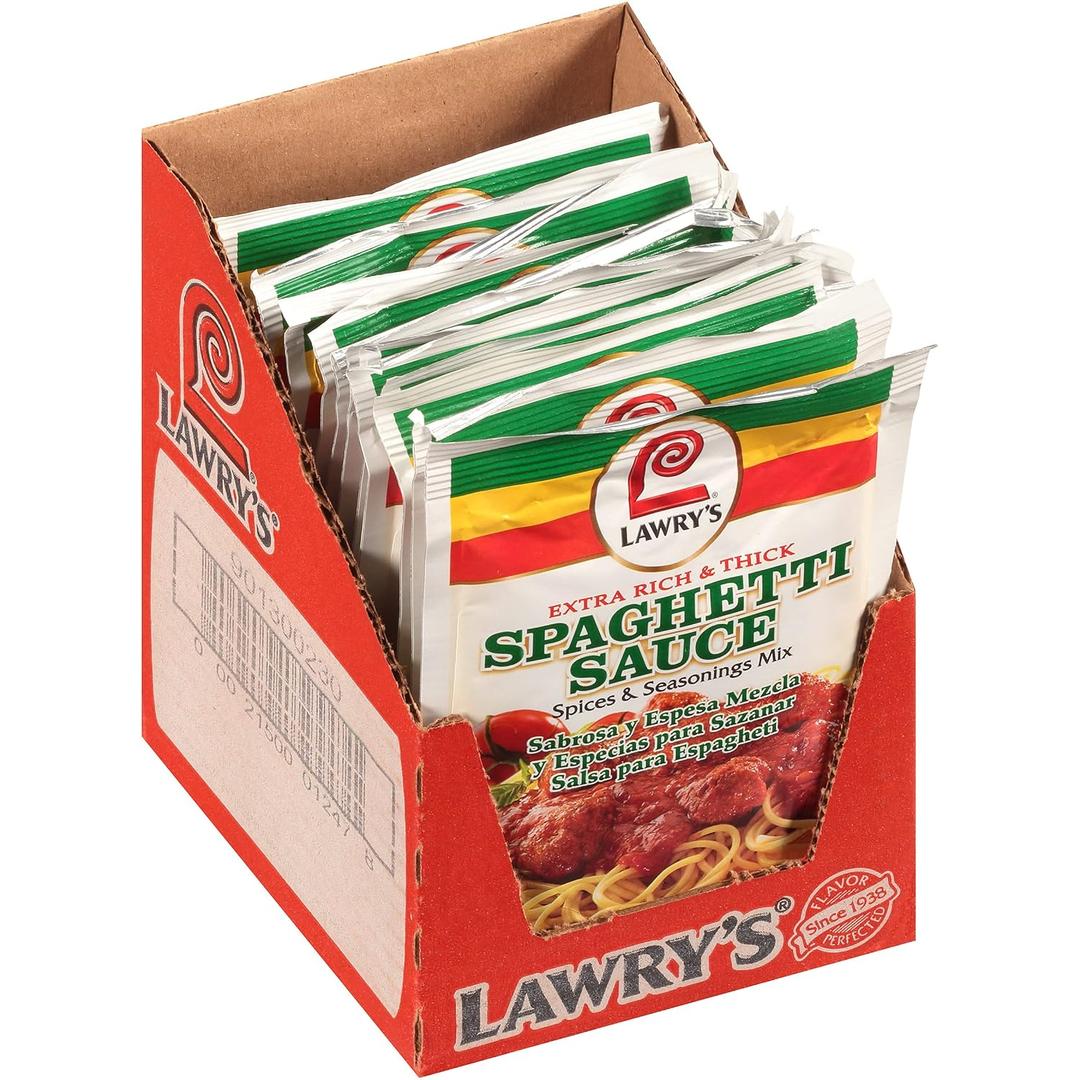 Lawry's Extra Rich & Thick Spaghetti Sauce Spices & Seasonings Mix, 1.42 oz (Pack of 12) (EXP 05/16/28)