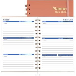 Day Planner 2025-2026, Weekly & Monthly Planner from Jul 2025-Dec 2026, 18 Month Calendar Planner, Agenda 2025 with Tabs, A5 Size, Pink, Pack of 2