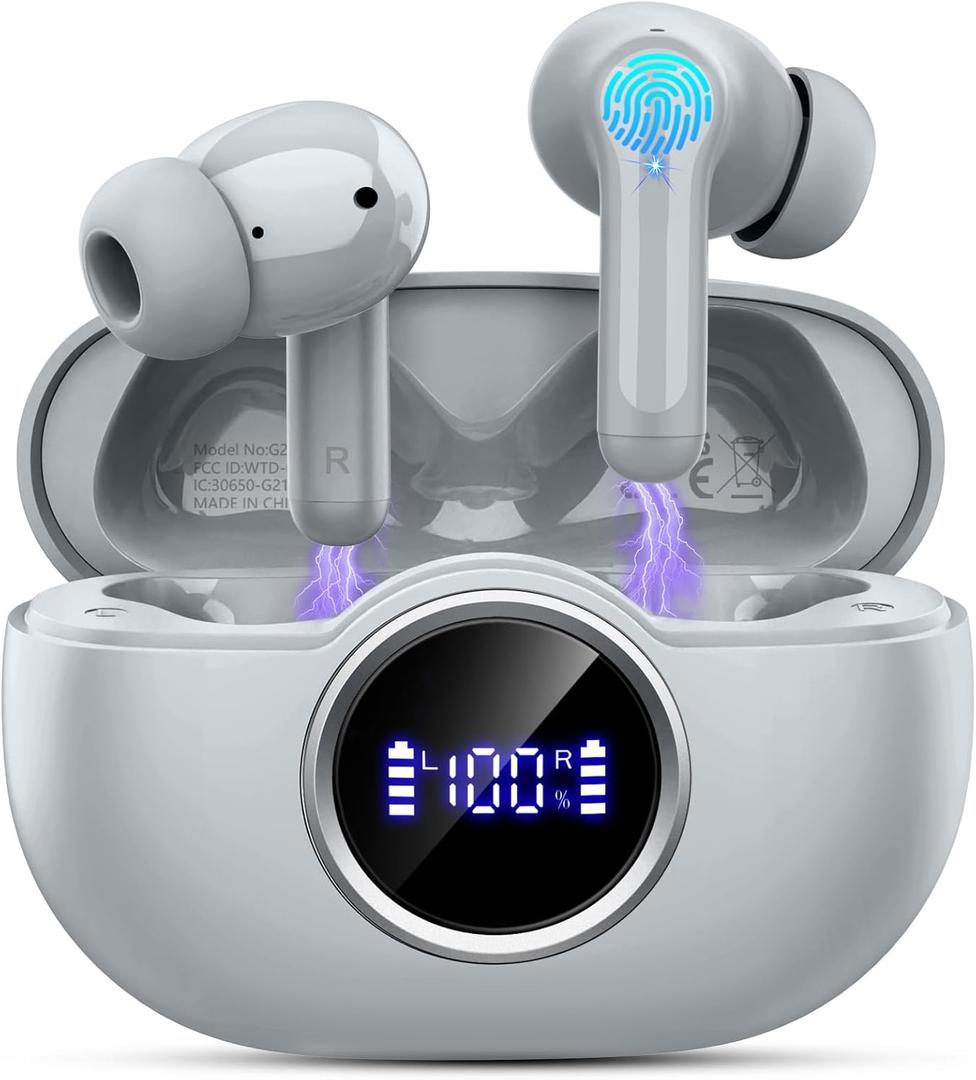 Rinsmola Bluetooth 5.4 Earbuds 3DStereo Ear Buds, 4 ENC Noise Cancelling Mic, 40+Hrs USBC inEar Earphones, IPX7 Waterproof for Laptop Pad Android iOS