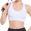 Sports Bras for Women, Criss-Cross Back, Adjustable Wire-Free Medium Support Workout Bra with Removable Cups (White)