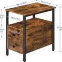 HOOBRO End Table, Narrow Chairside Table with Drawer and Open Storage Shelf, Nightstand for Small Spaces, Stable and Sturdy Construction, Wood Look Accent Furniture, Rustic Brown and Black BF548BZ01G2